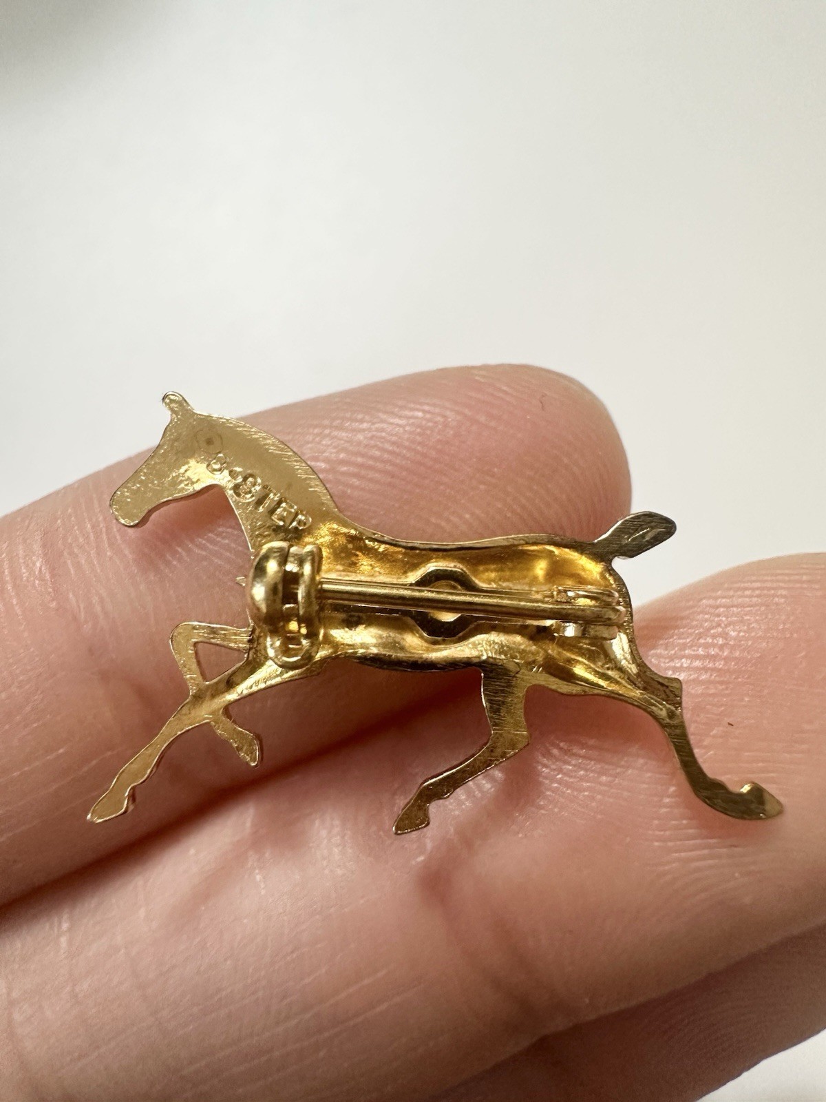Vintage Running Horse Pin Brooch Gold Over Sterling Silver