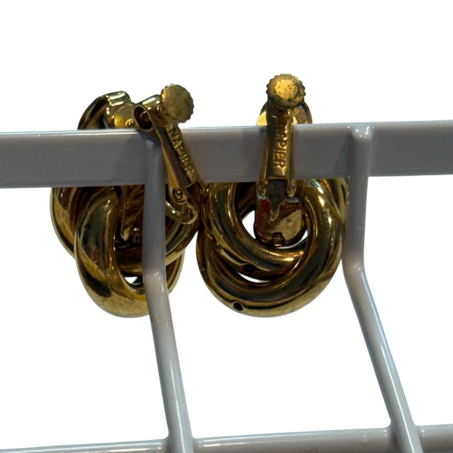 Vintage Napier Earrings Gold Tone Knot Screw Back Clip On Boss Lady Love Knot