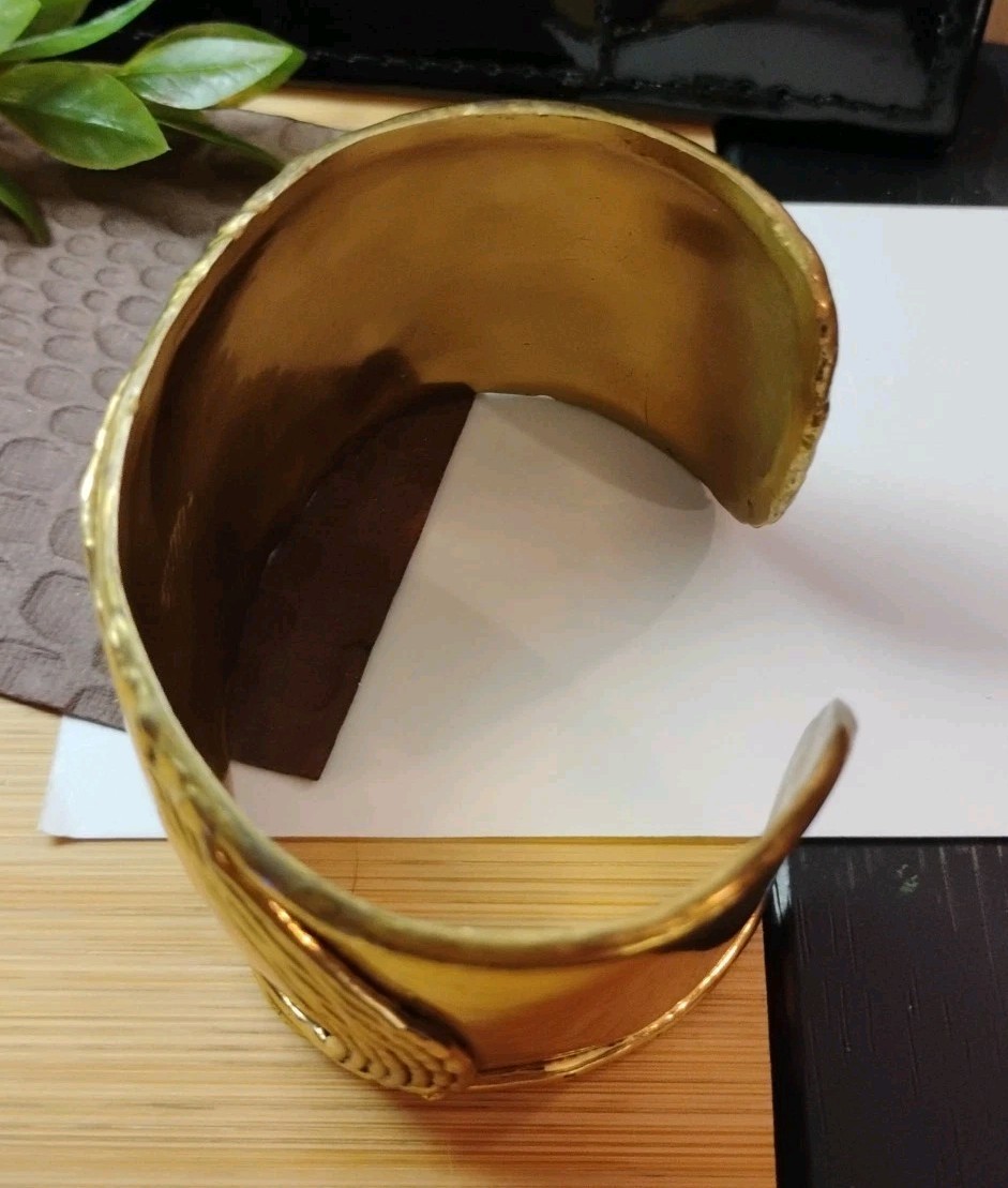 Vintage LUCIANO Bustamante Brutalist Brass/ Copper Metal Cuff Bracelet Mexico!