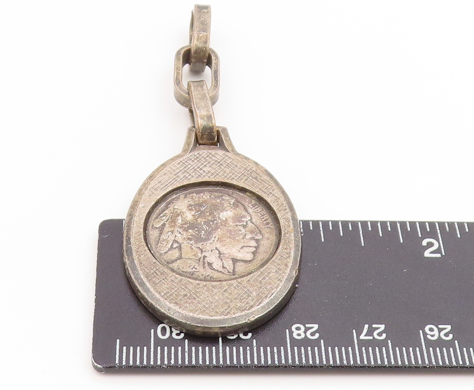 925 Sterling Silver Vintage Pendant Antique US Buffalo Head Nickel Coin PT26151