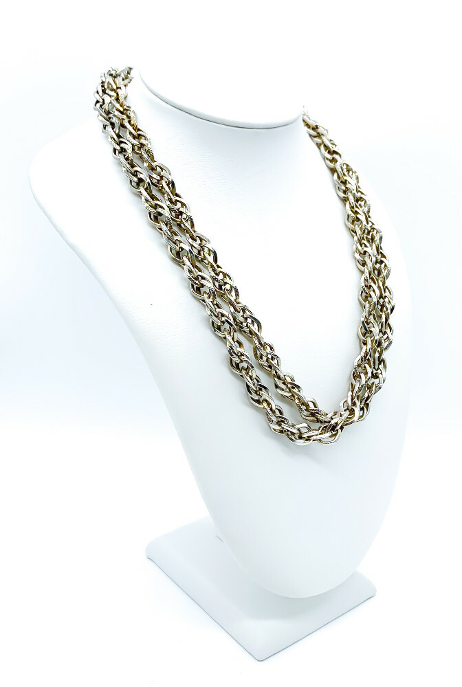 Vintage Retro Silver Pl Long Rope Price Of Whales Specialty Chain Necklace 35″