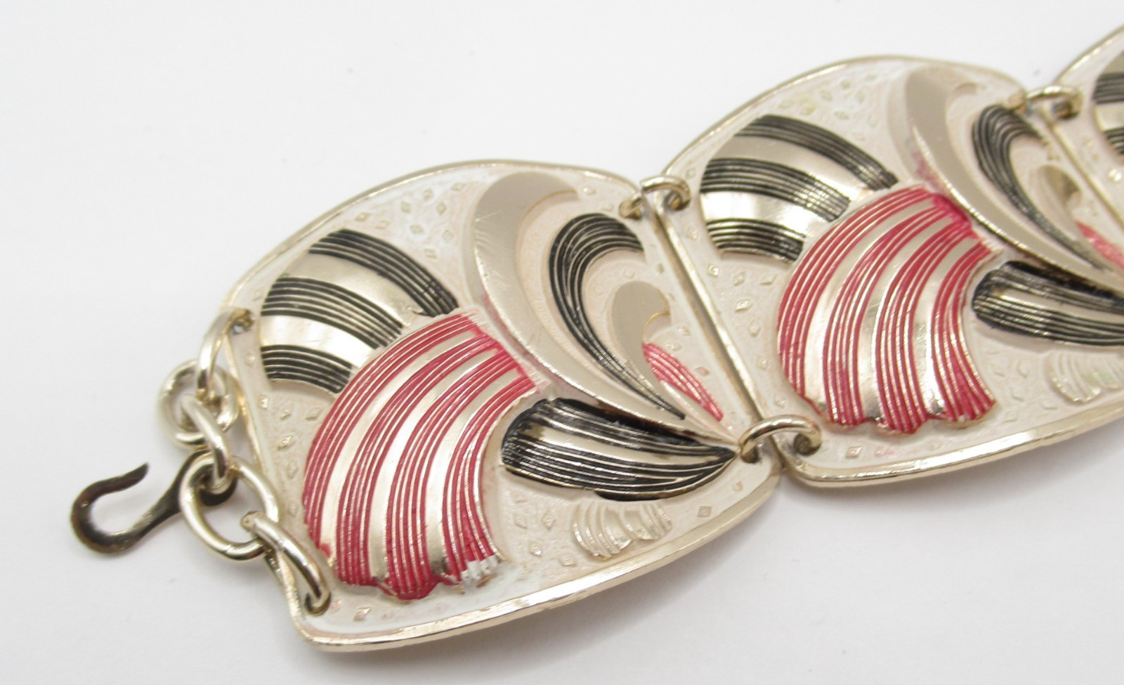 Panel Bracelet Thin Eloxal Aluminum Pink Red Silver Wide Germany