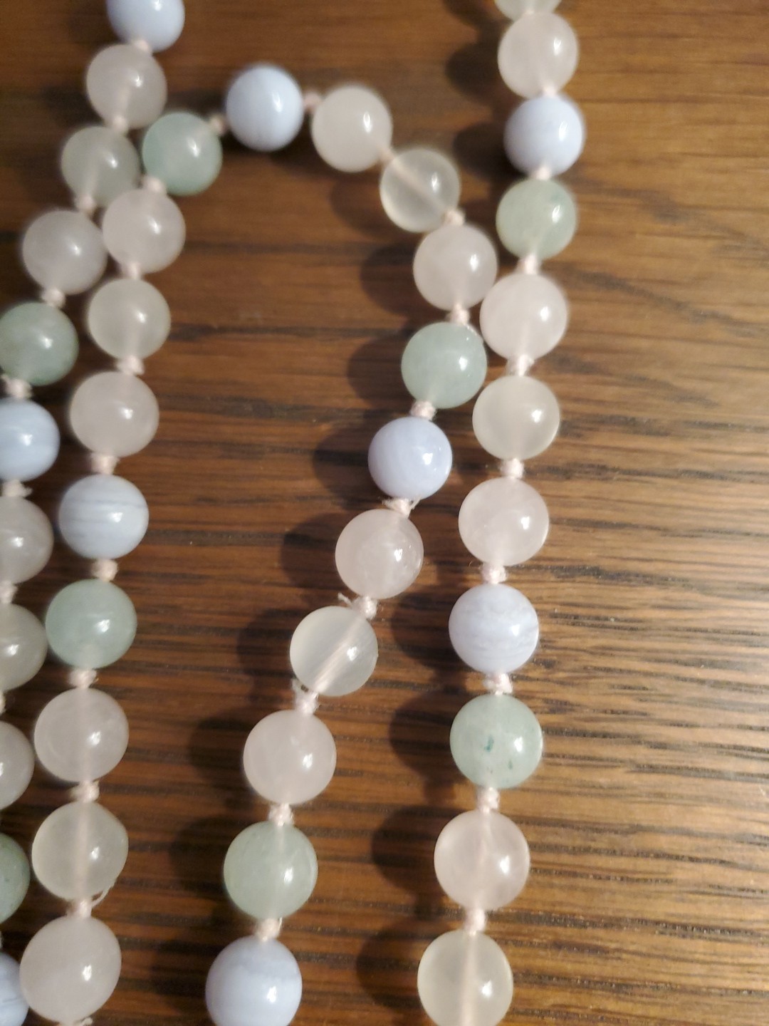 Vintage Multi Color Pastel Quartz Round Bead Long 33” Knotted Necklace