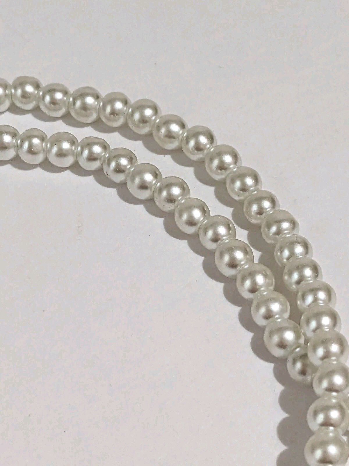 Double Strand White Faux Pearl Necklace. 28 Inches. MCM Style. Classic.