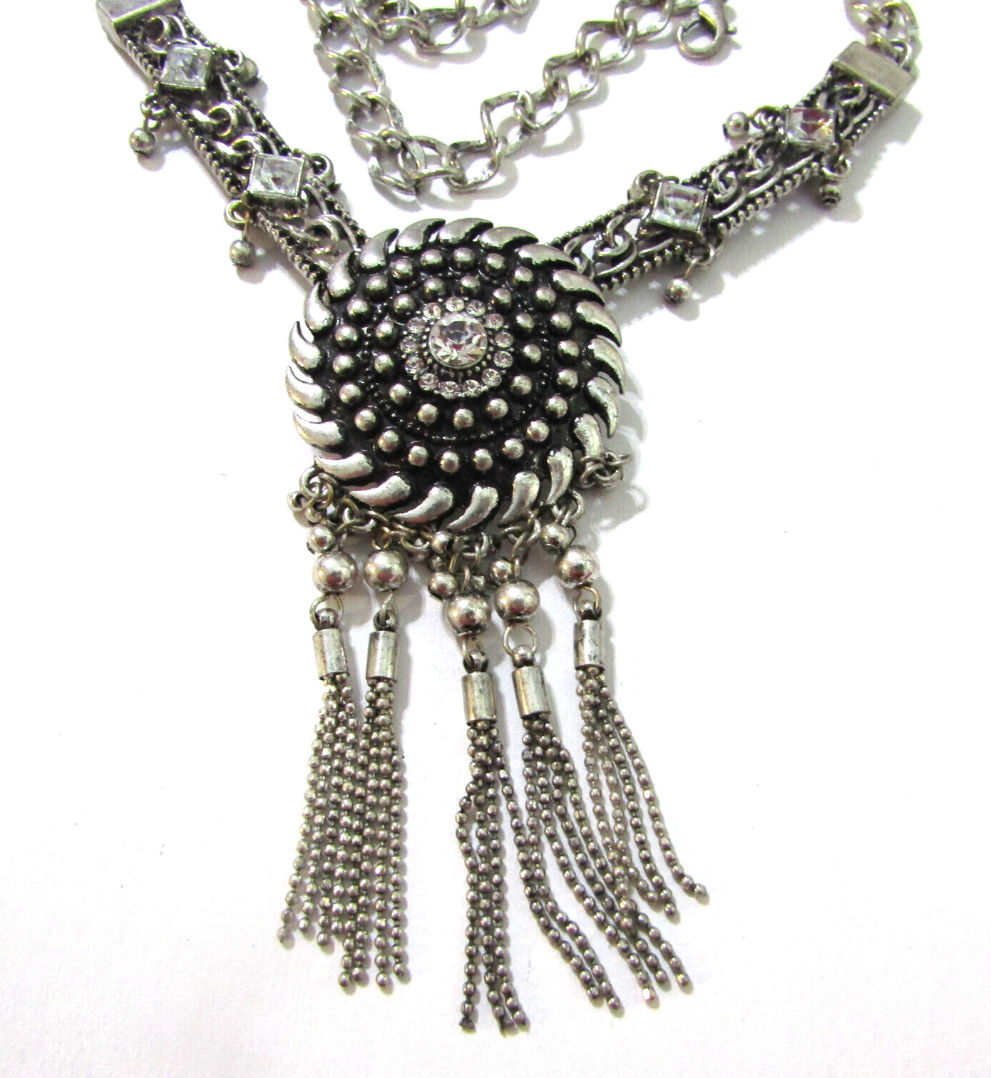 Baublebar Sugarfix Rhinesstone Tassel Pendant Necklace Silver 4*24