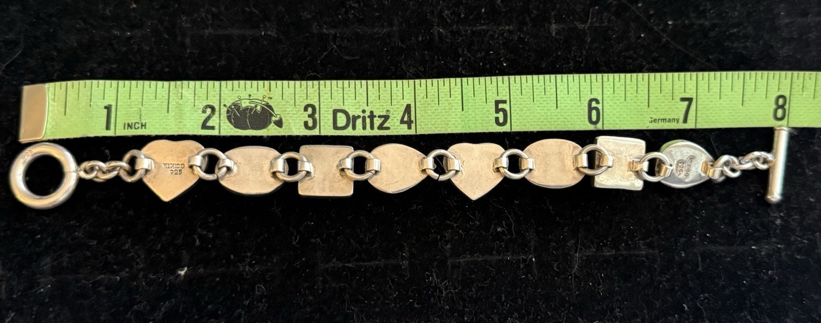 VTG Mexico 925 Multi Stone Toggle Bracelet 7.25in 49Grams