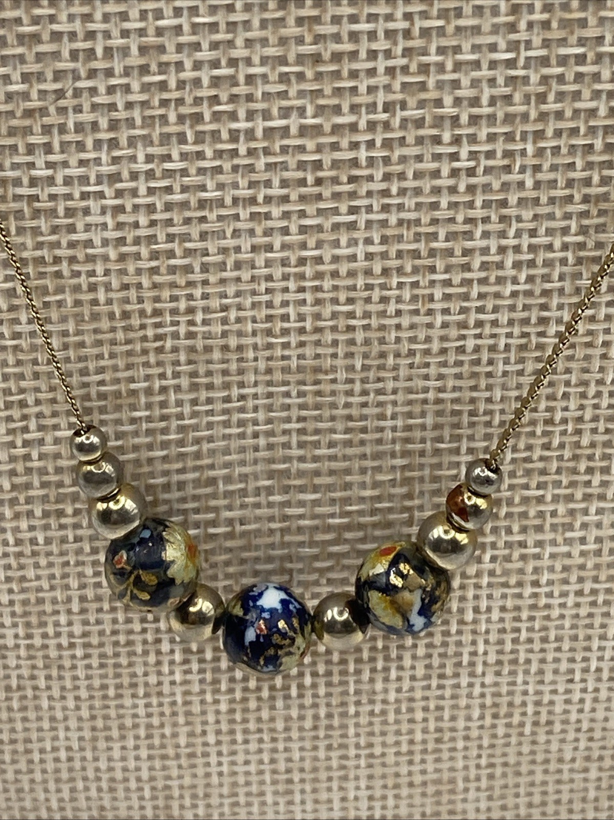 2.97 Vintage necklace, gold tone, chain, cloisonne charms