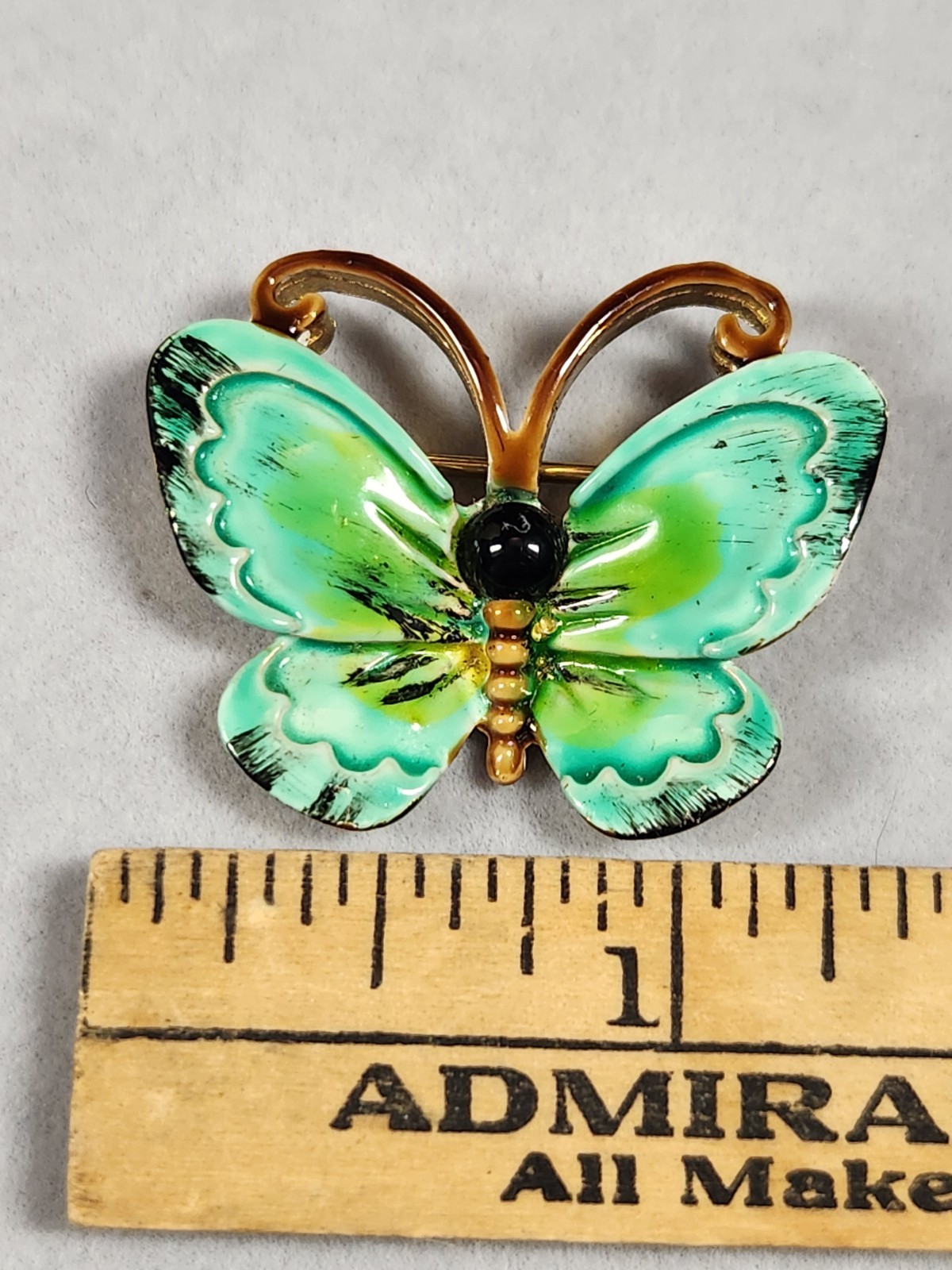 Vintage hand painted enamel butterfly brooch unsigned original by Robert