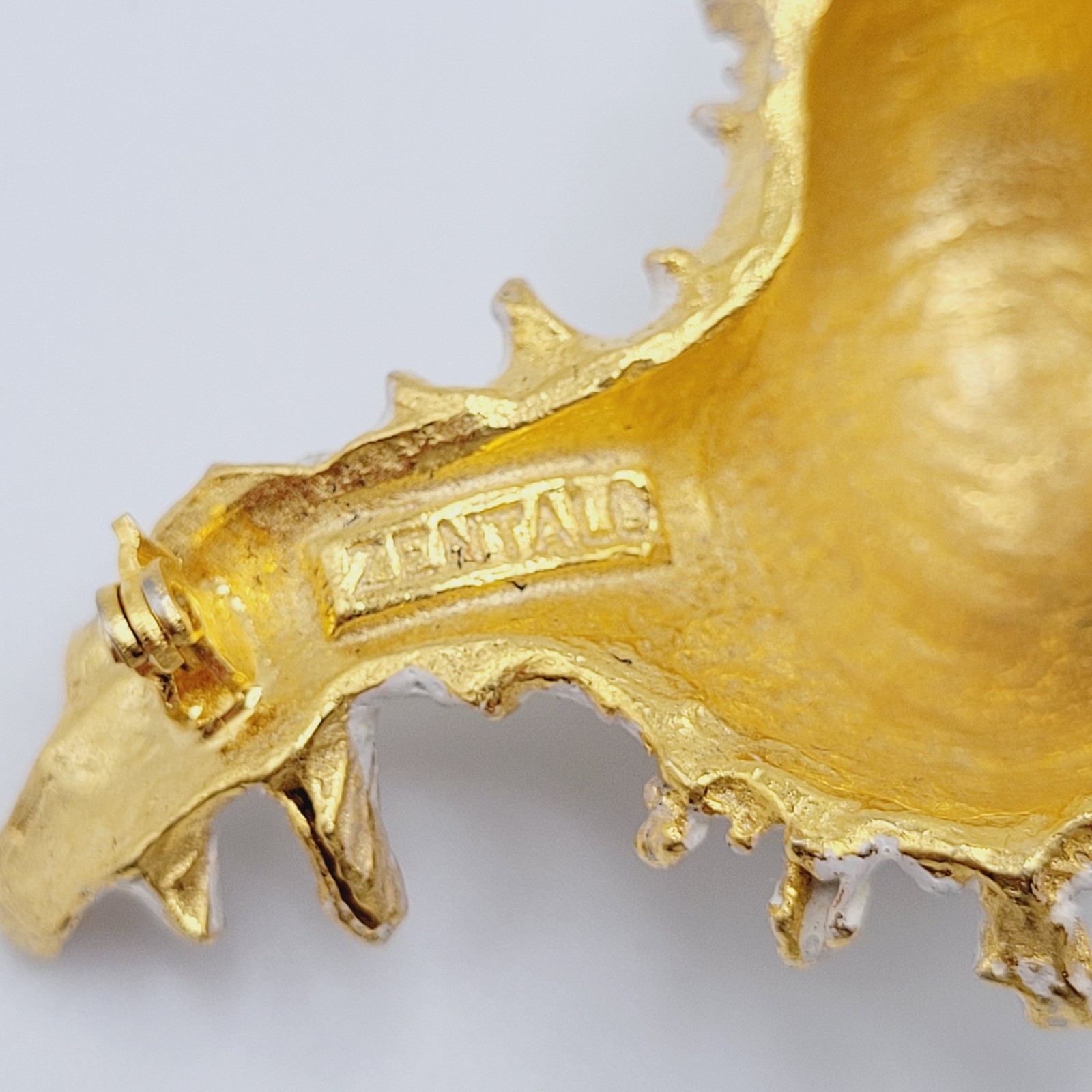Zentall Gilded Branched Ramose Murex Spiked Conch Vintage Brooch Pin Rare
