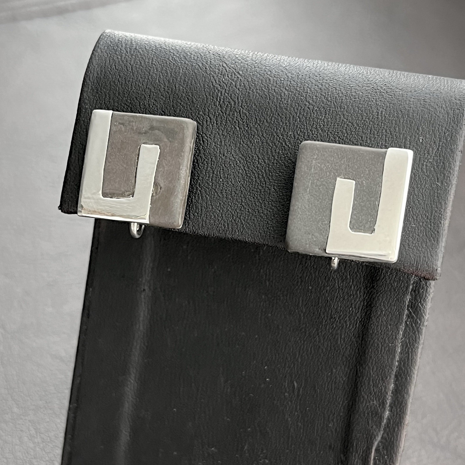 Vintage Los Castillo Onix Negro sterling silver and black onyx earrings