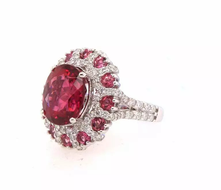 Transparent Oval & Round Cut 6.21ct Topaz With White 1.17CT CZ Floral Fine Rings
