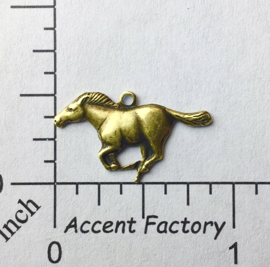 40043 – 4 Pc Running Horse Charm Jewelry Finding Brass Ox