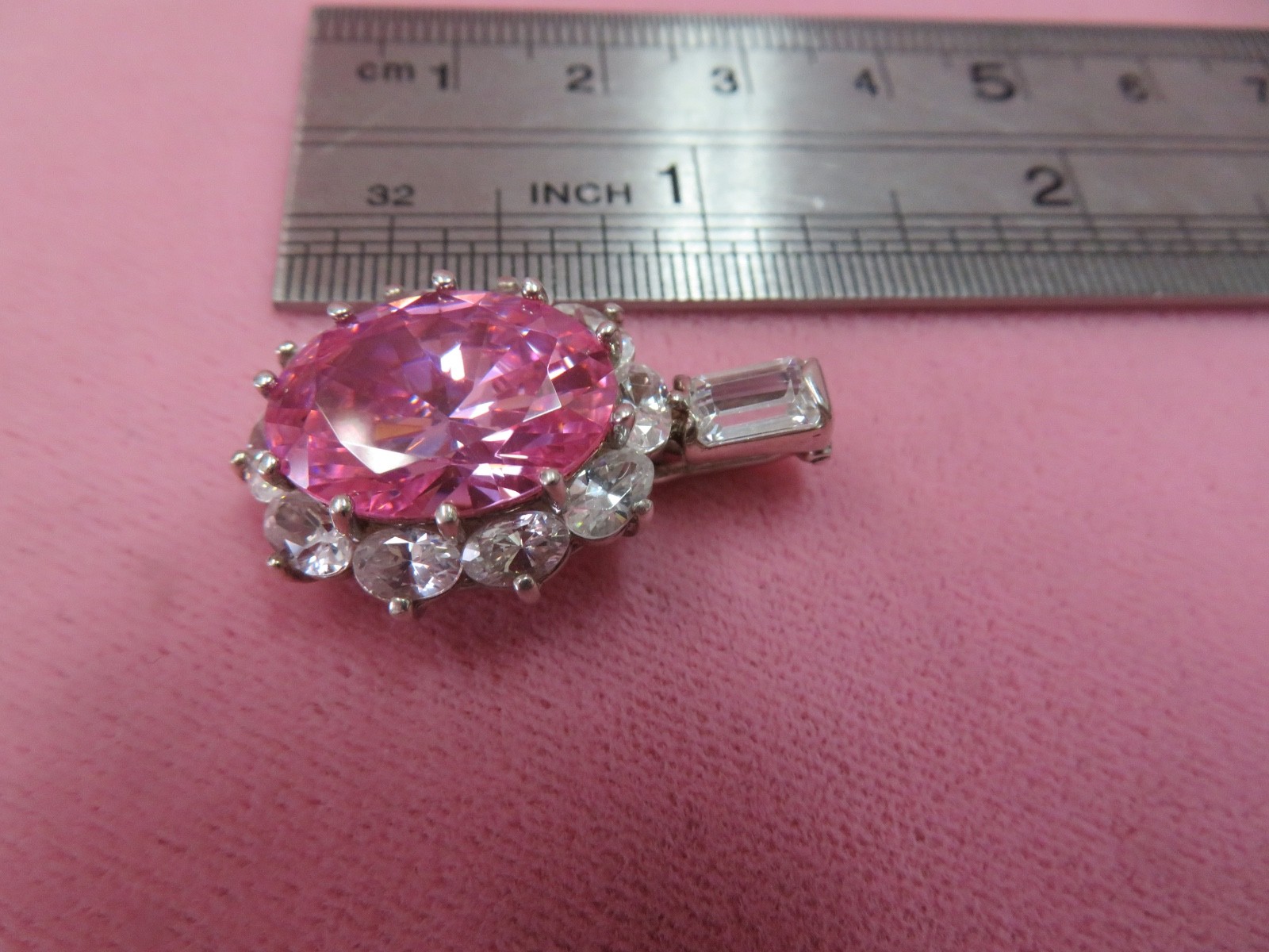 Vtg PAJ 925 Sterling Silver Pink White CZ Pendant 8.1 Grams with Openable Bail
