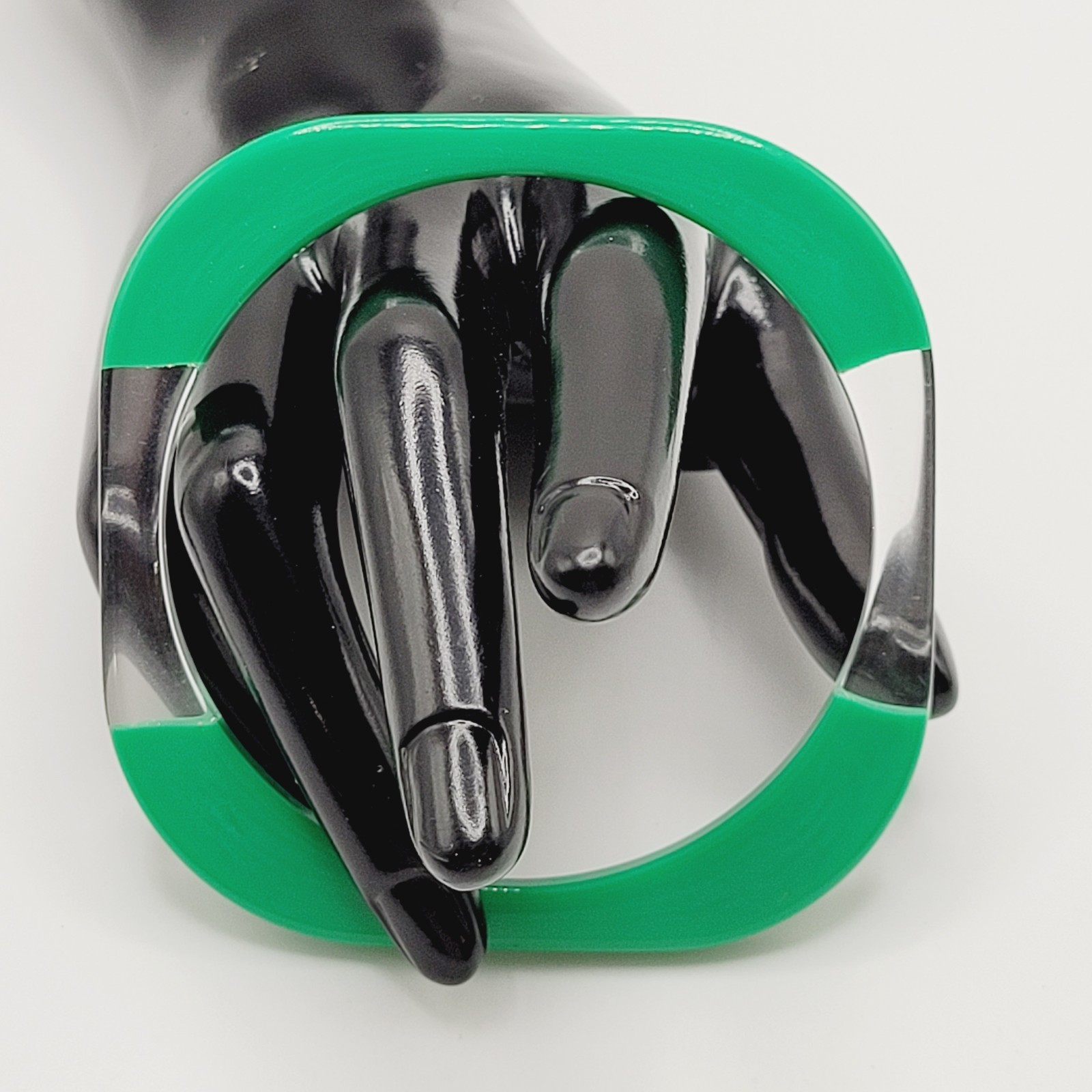 Green and Clear Lucite Bangle Bracelet Unique Retro Style Vintage 1980s