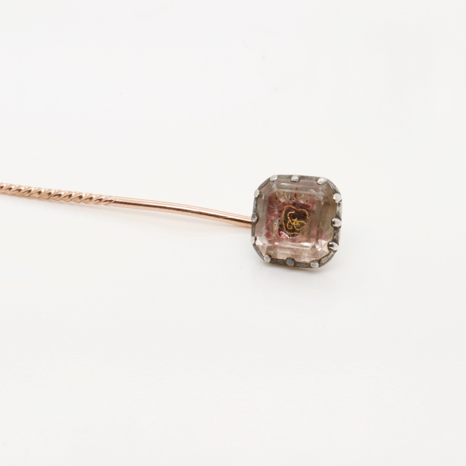 Antique 17th / 18th Century English Foiled Stuart Crystal Stick Pin