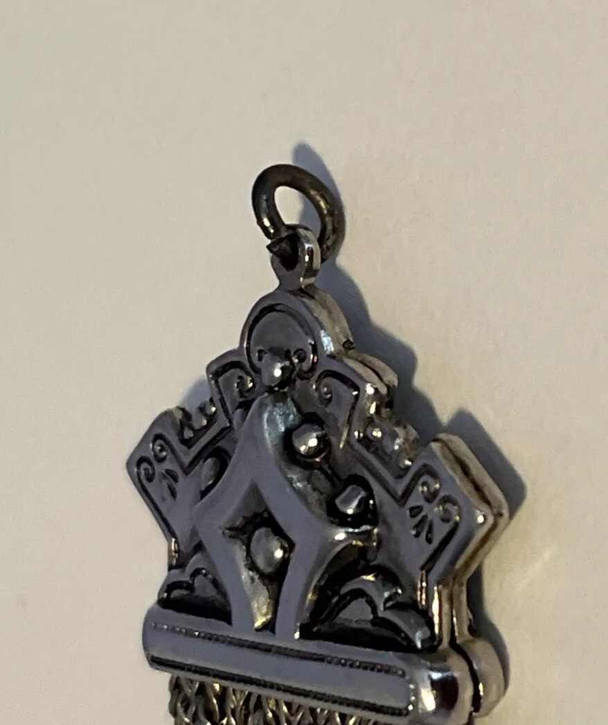 Vintage Silver Tone Tassel Pendant with Crown Top NO chain included