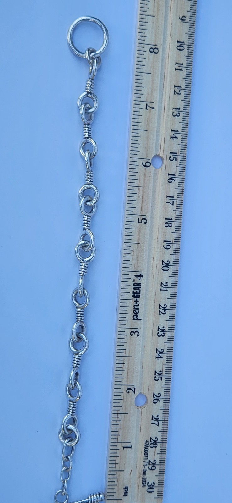 Vintage Sterling Silver twisted Cable Link Bracelet Toggle T-Bar Clasp 8″