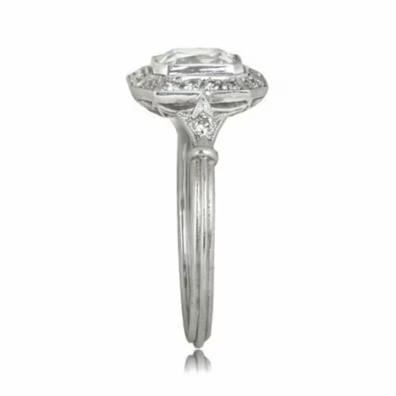 Art Deco 1 CT White Radiant Cut CZ Antique Engagement & Wedding Ring 925 Silver