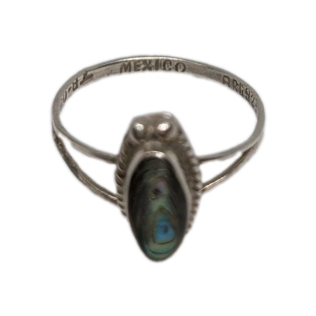 Vintage Alpaca Mexico Abalone Ring Size 6 Sterling Silver