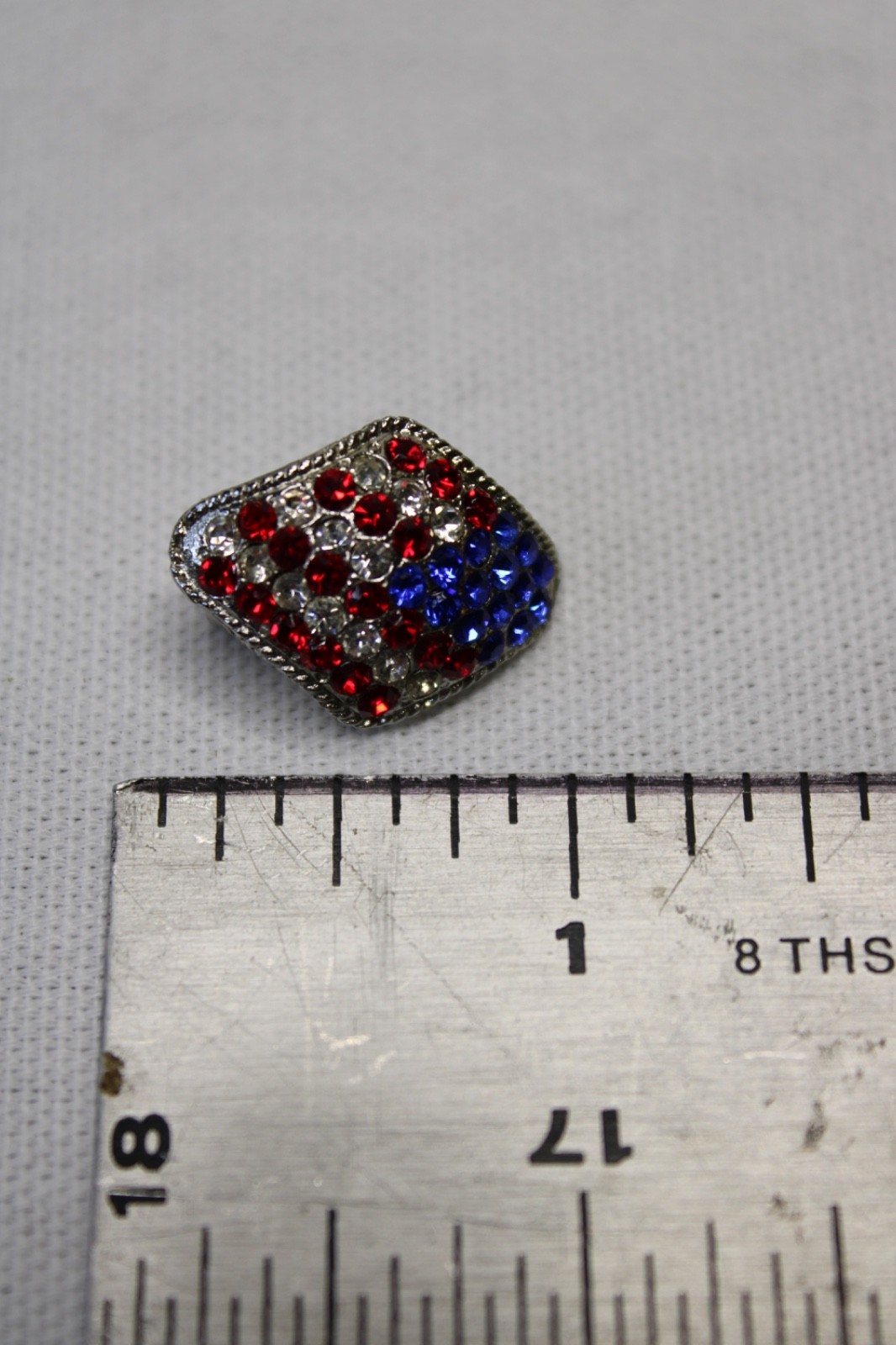 Patriotic Eagle Brooch & Flag Earrings Set Red White Blue Rhinestones USA 4th Ju