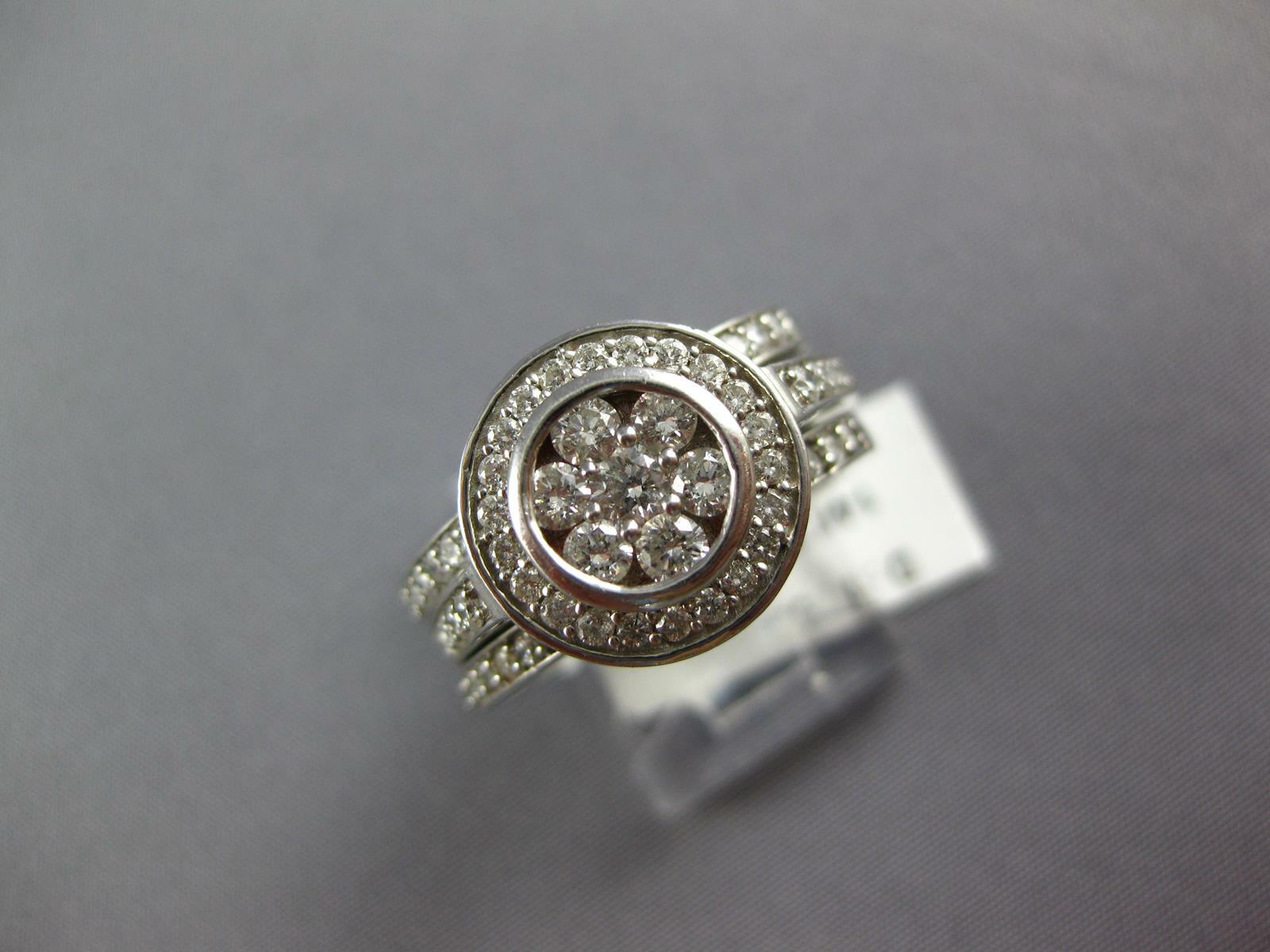 LARGE 1.53CT DIAMOND 14KT 2 TONE GOLD 3D HALO BEZEL ENGAGEMENT WEDDING RING SET