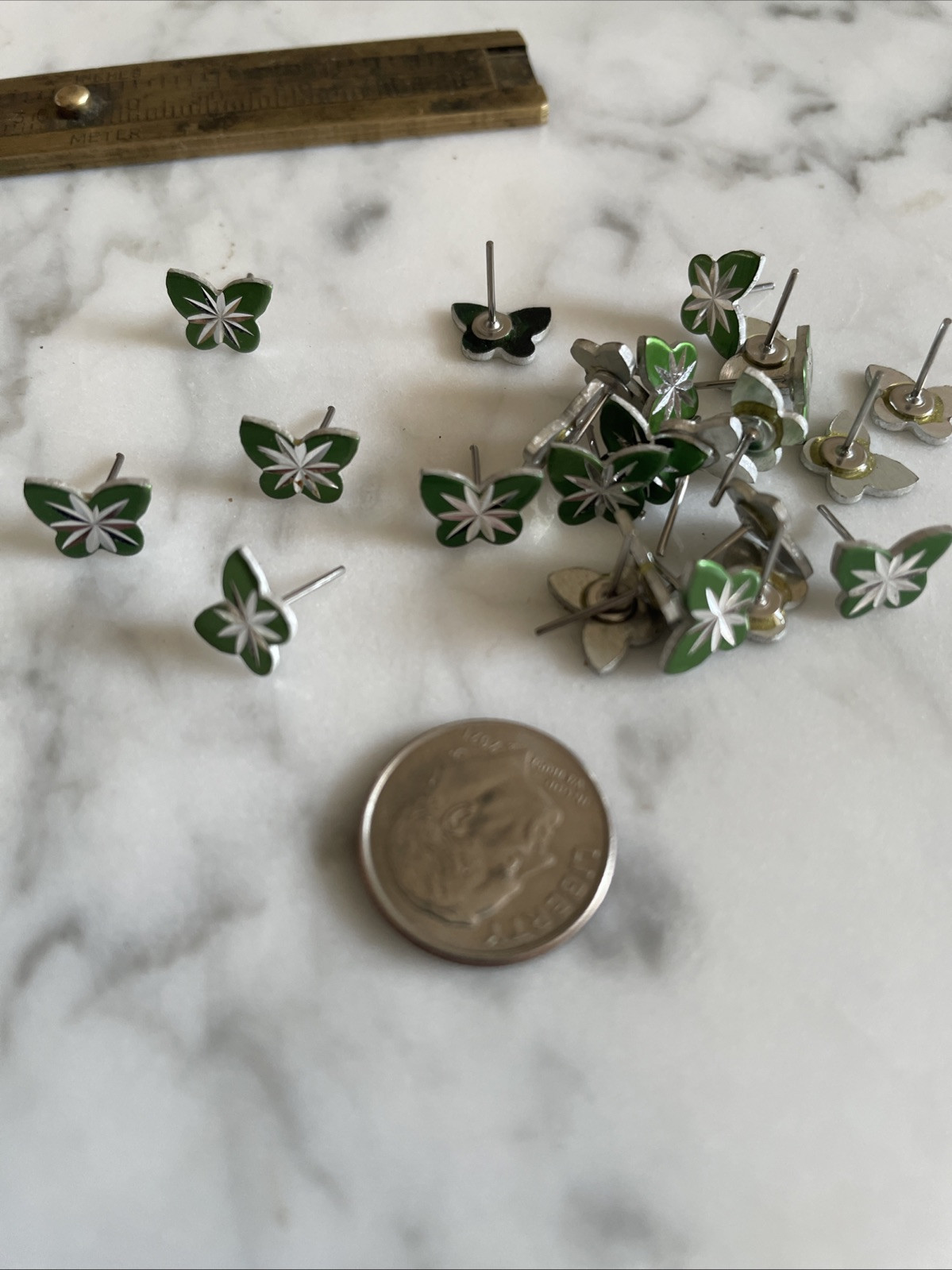 24 Pieces Vintage Aluminum Butterfly Stud Earrings