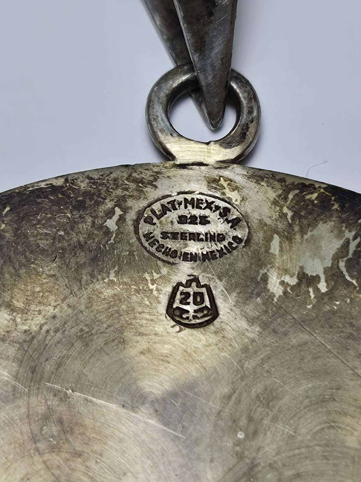 Vintage PLAT-MEX-SA .925 Sterling Silver Aztec Calendar Pendant