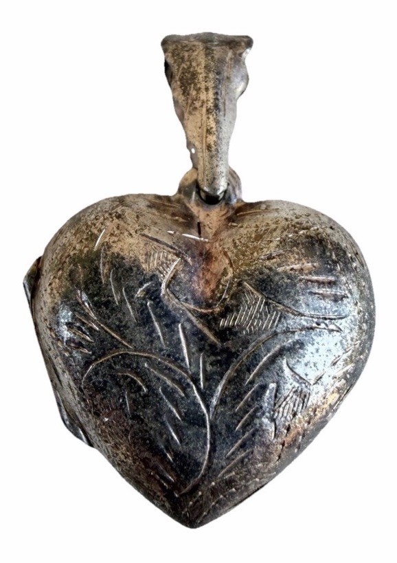 Vintage IBB Sterling Silver Puffy Heart Locket Pendant 925 Scroll England