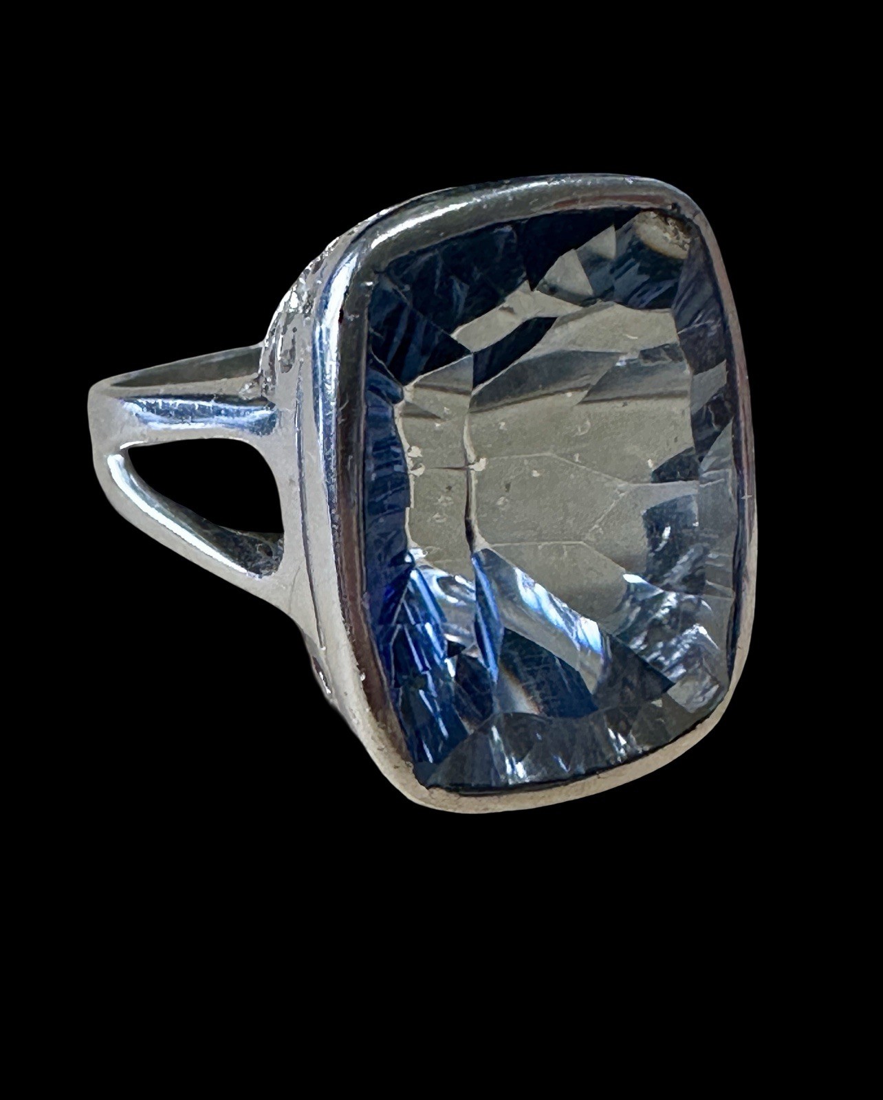 Outrageous Elongated Signature Cushion Cut Sterling Silver 925 Ring