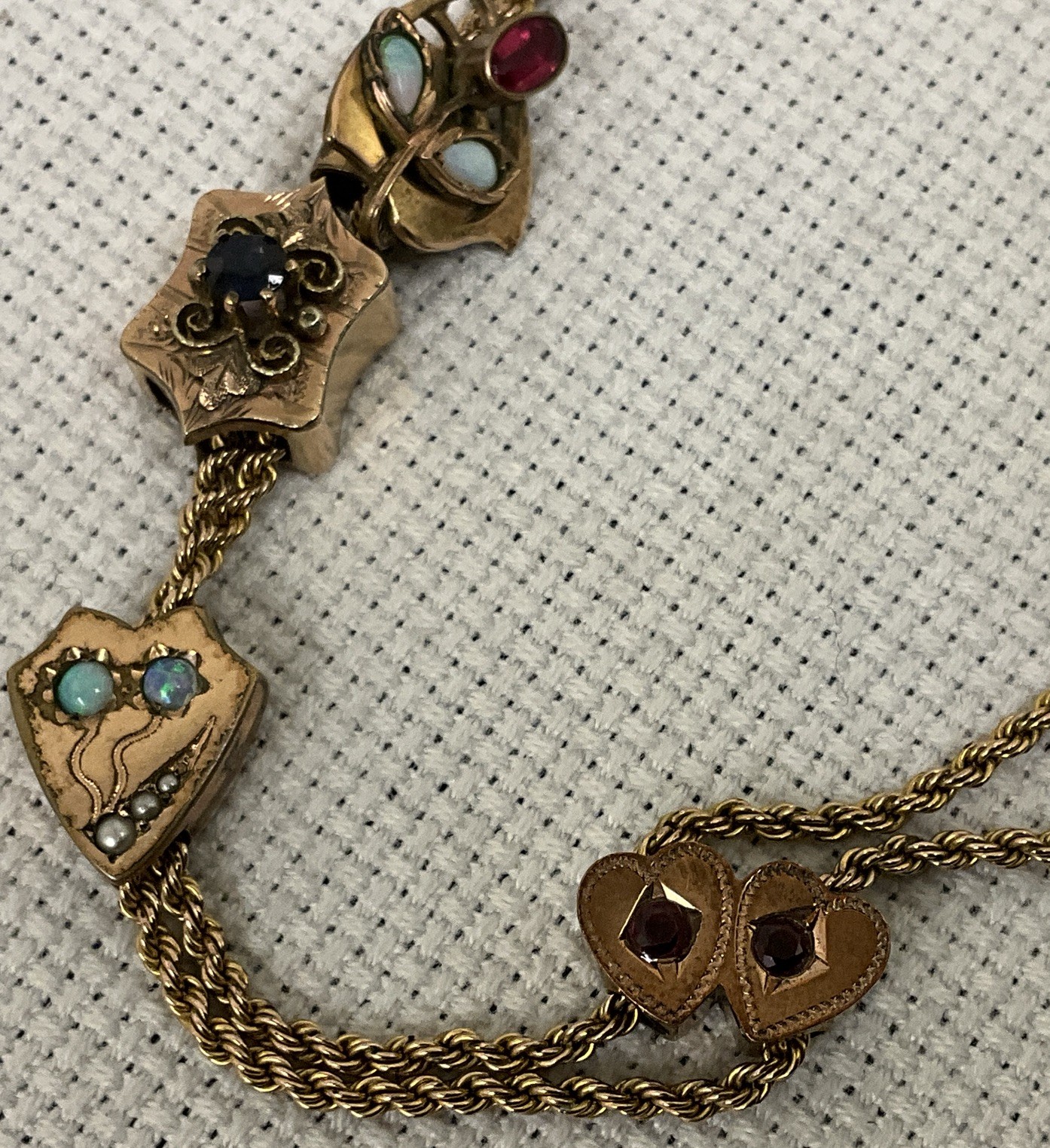 Fabulous Antique 8 Slides Victorian Gold Filled Watch Chain Necklace