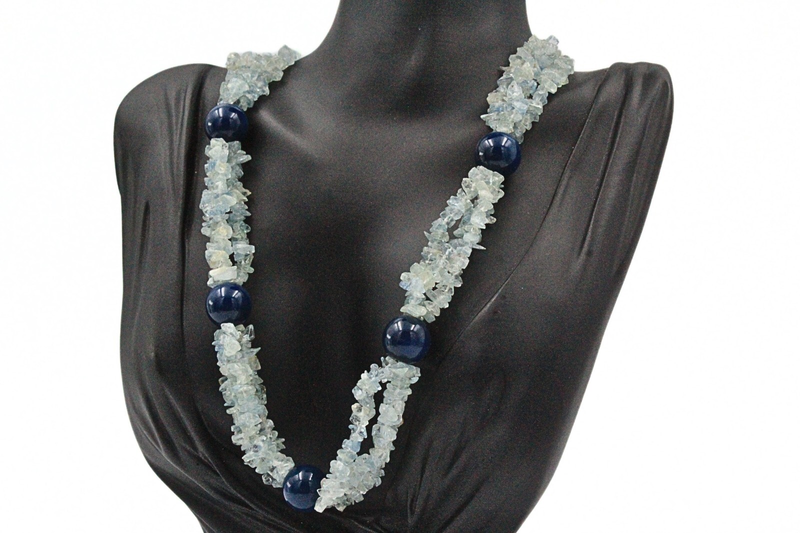 Summer Beach HSN Aquamarine Glass Multi Strand Beaded Necklace