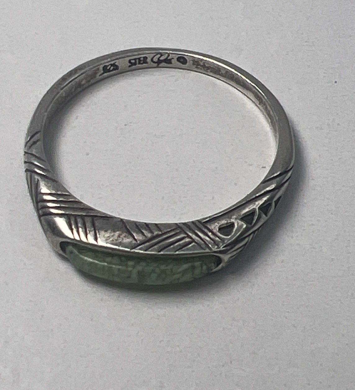 Carolyn Pollack 925 Sterling Silver Etch Green Turquoise Stack Ring Sz 8.5