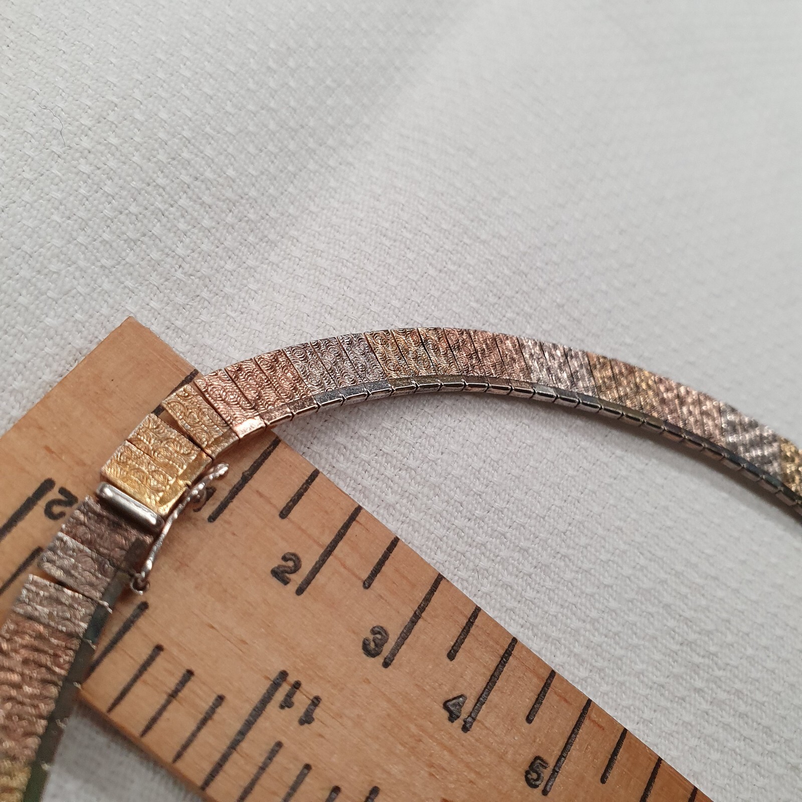 Vintage 3 toned sterling silver, rose and yellow gold plated collar necklace
