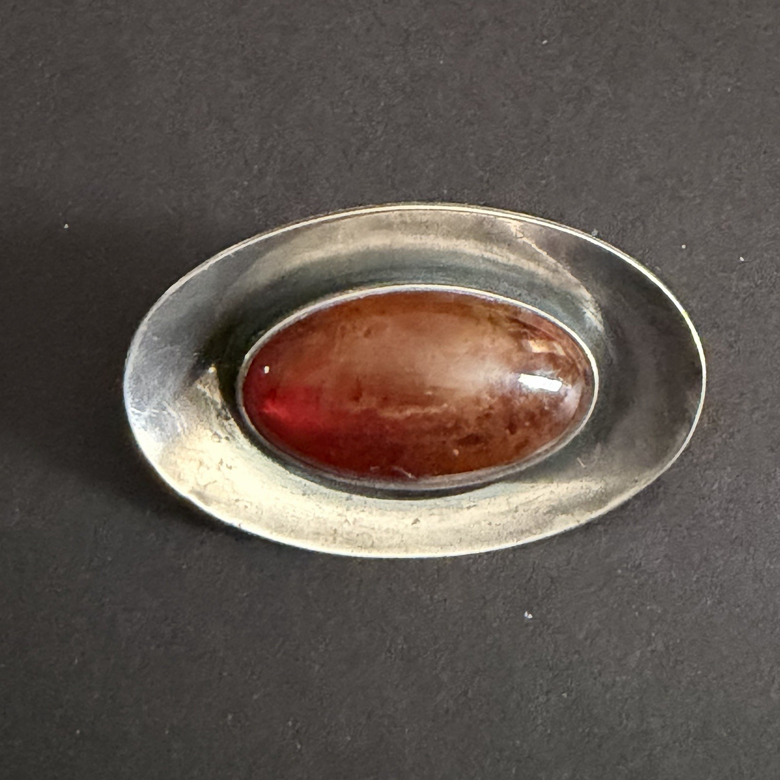 VINTAGE STERLING Niels Erik N.E. FROM OF DENMARK AMBER BROOCH MCM