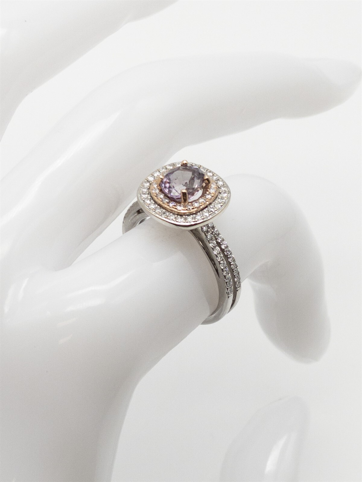 $6000 2.25ct No Heat Purple Pink Sapphire VS G Diamond 14k White Gold HALO Ring