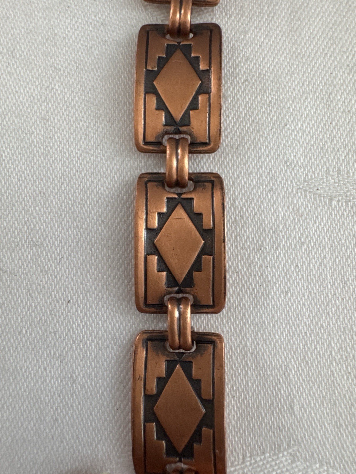 Vintage Bell Trading Post Solid Copper Bracelet Southwestern Geometric 1950s-Tag