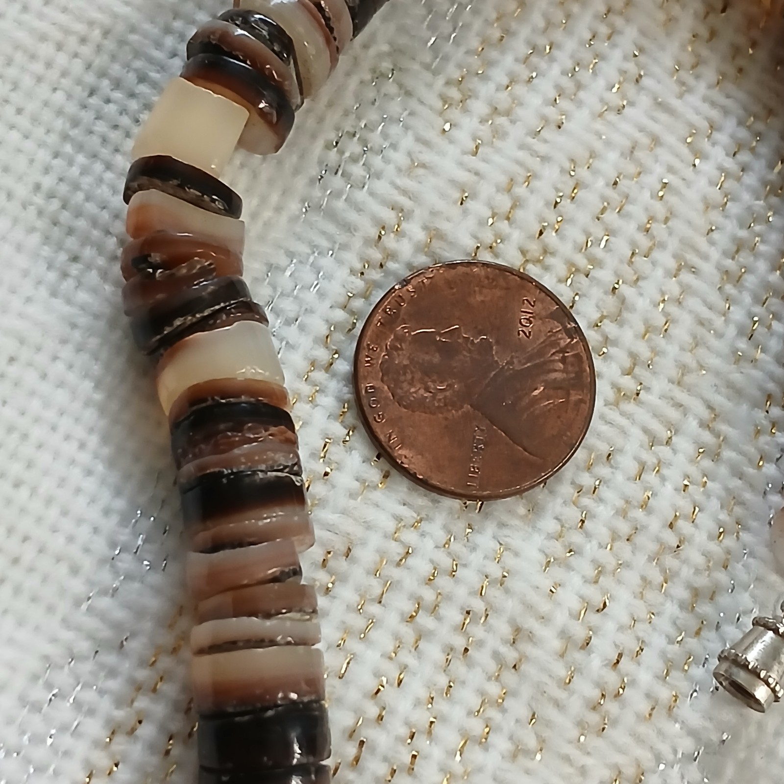 Brown White Heshi Shell Necklace Vintage