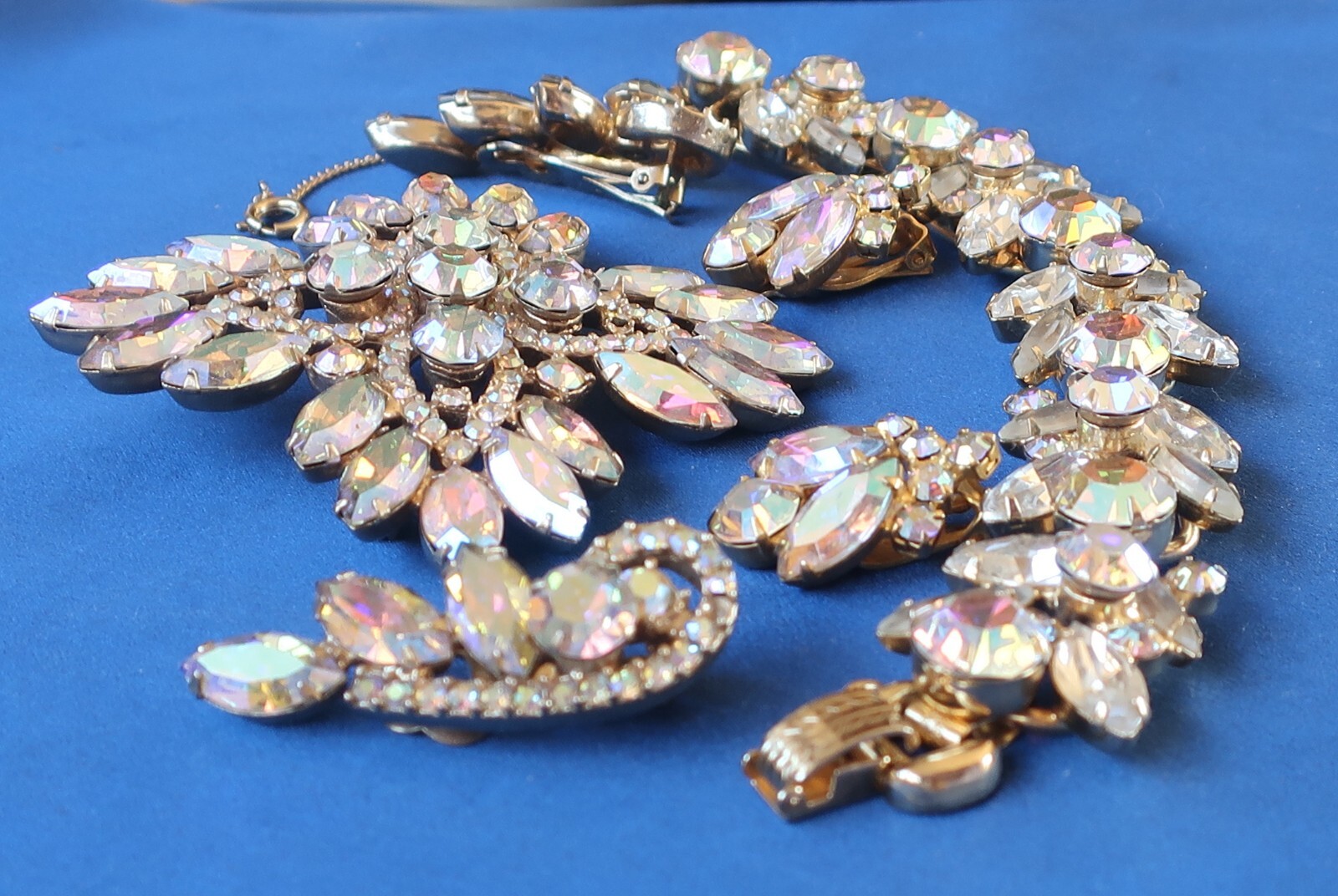RARE DeLizza and Elster, Juliana, Aurora Borealis Brooch, Bracelet and Earrings