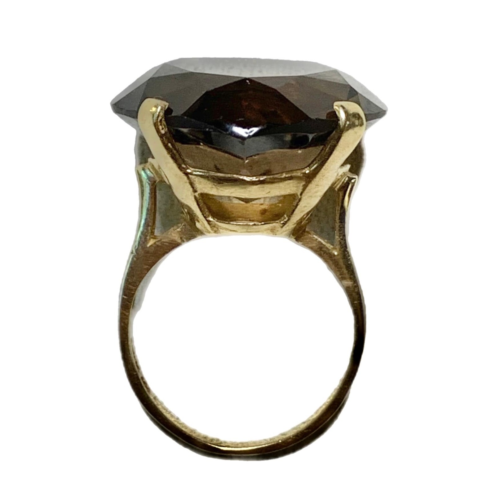 Vintage 14K Gold Heart Ring, Faceted Smokey Quartz, 7+ Grams, Size 5 1/4
