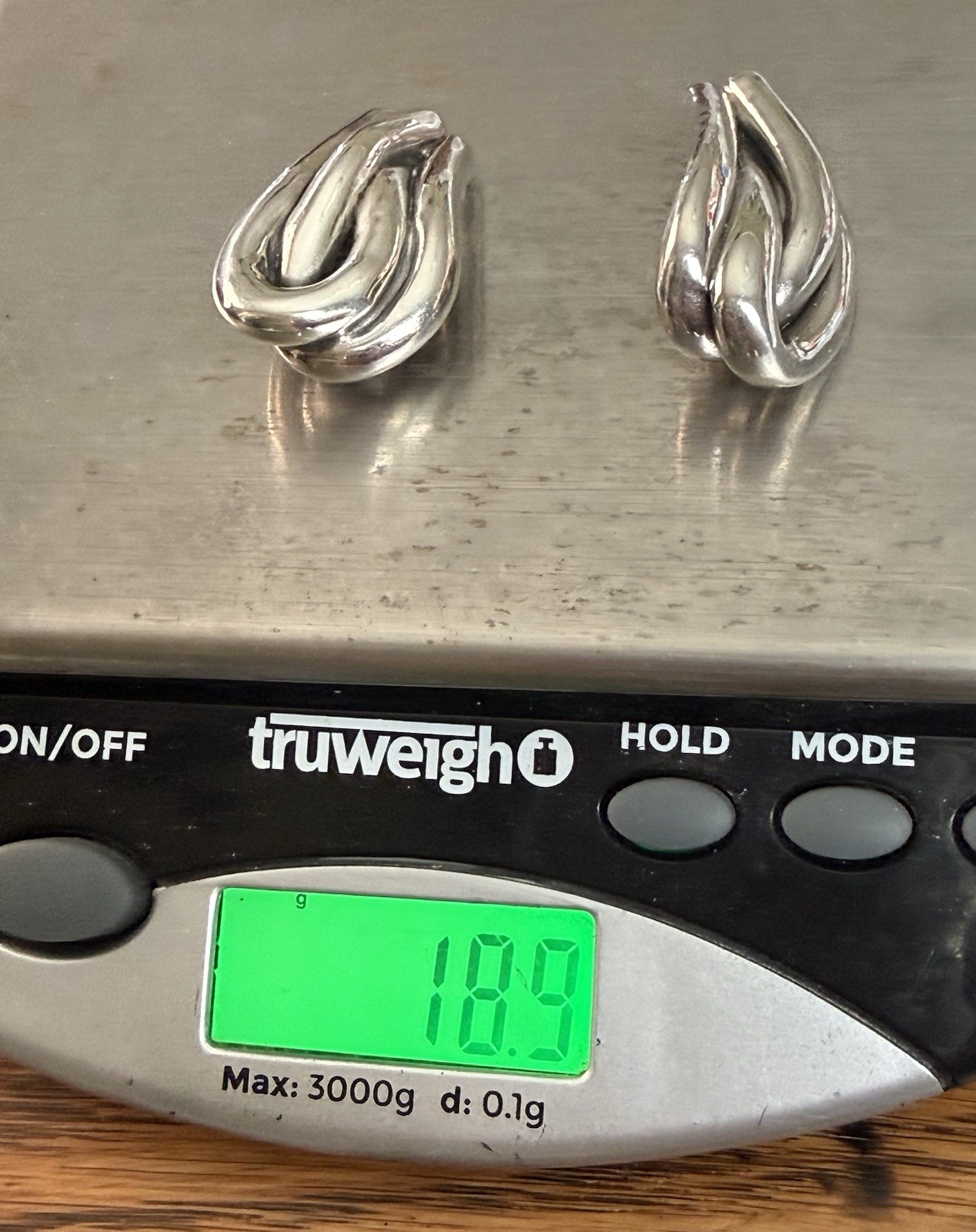 Vintage Modernist Sculpted Electroform Sterling Silver Clip-On Earrings 18.9g