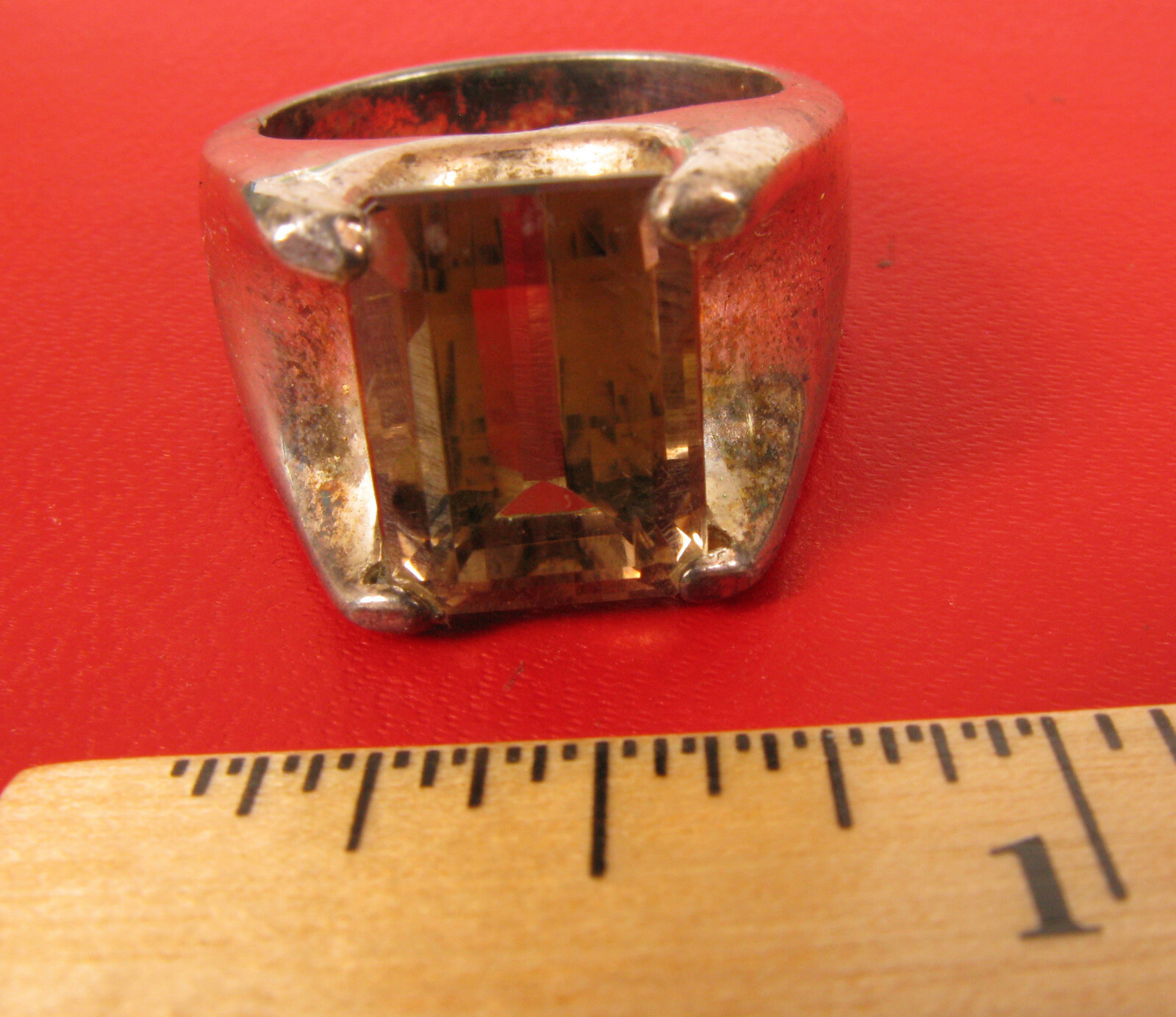 LINDENWOLD FINE JEWELERS STERLING SILVER SMOKEY TOPAZ COCKTAIL RING FINE !!
