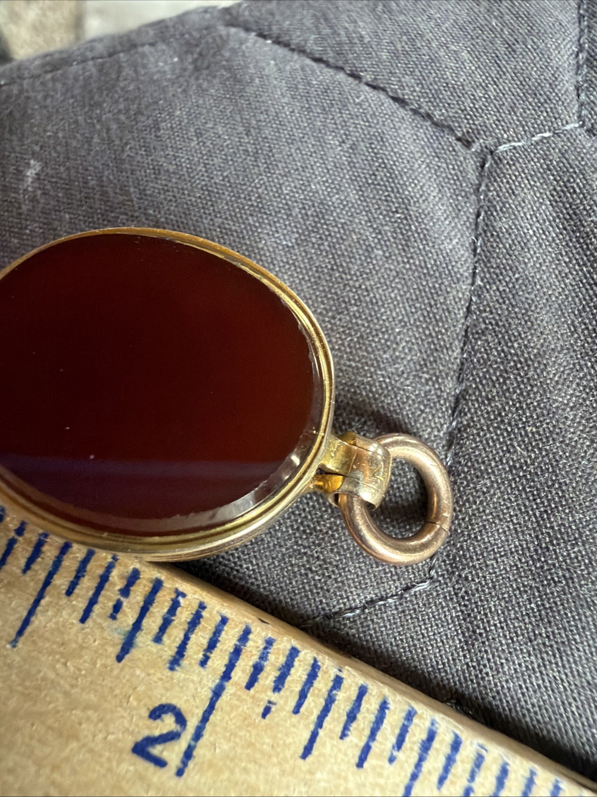 Victorian 9.3g Heavy Solid 9ct Gold Patented Locket Pendant Bloodstone Chip