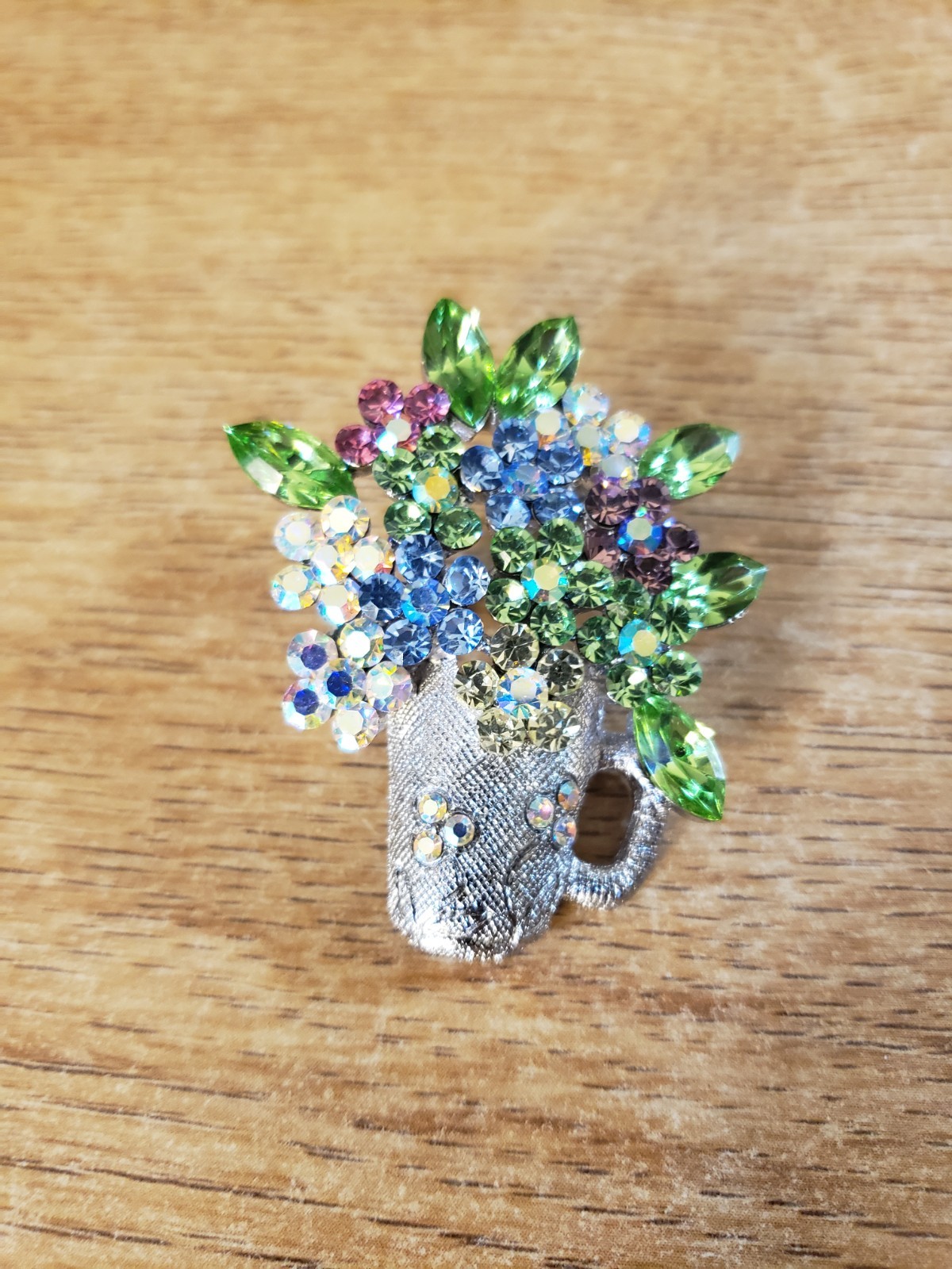 Vintage Rhinestone Floral Brooch Bouquet Design