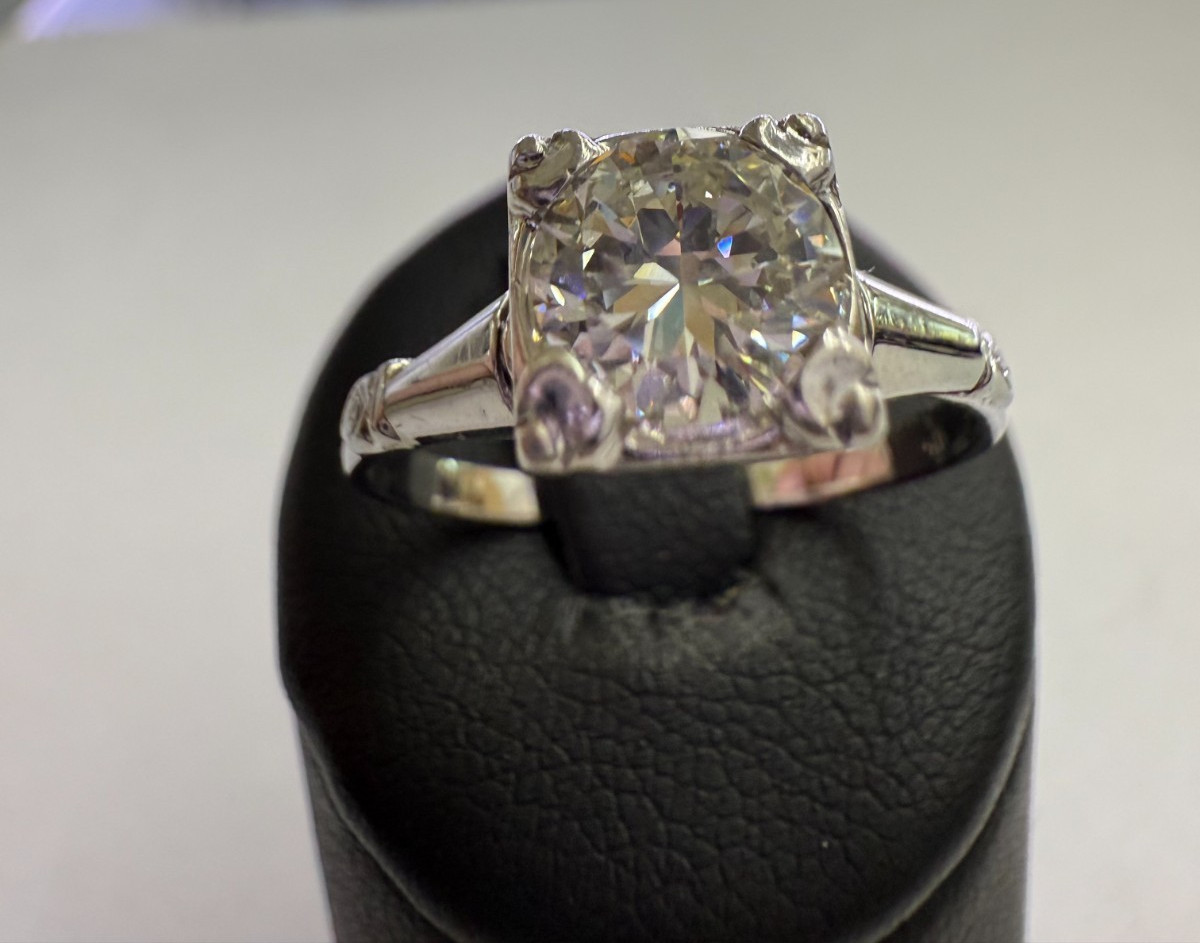Vintage Old European Cut Diamond Solitaire Ring – 1.00ct 14K White Gold