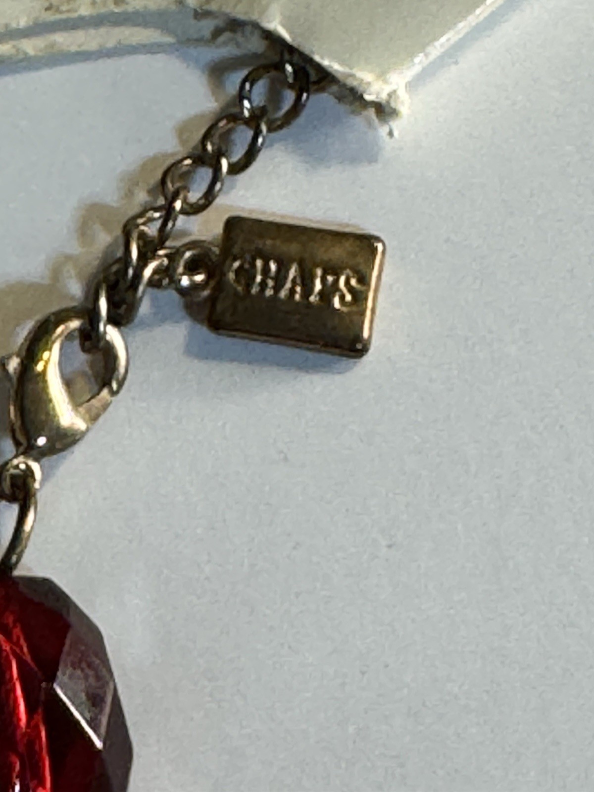 Chaps Ruby Red Acrylic Cherry Bead Crystal Accent Necklace WITH TAGS