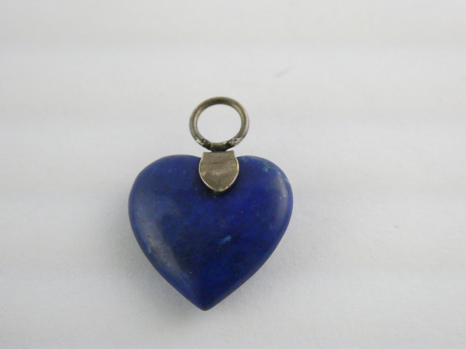 Sterling Silver Lapis Lazuli Heart Charm 1.9g NEEDS BAIL .75 Inch Length