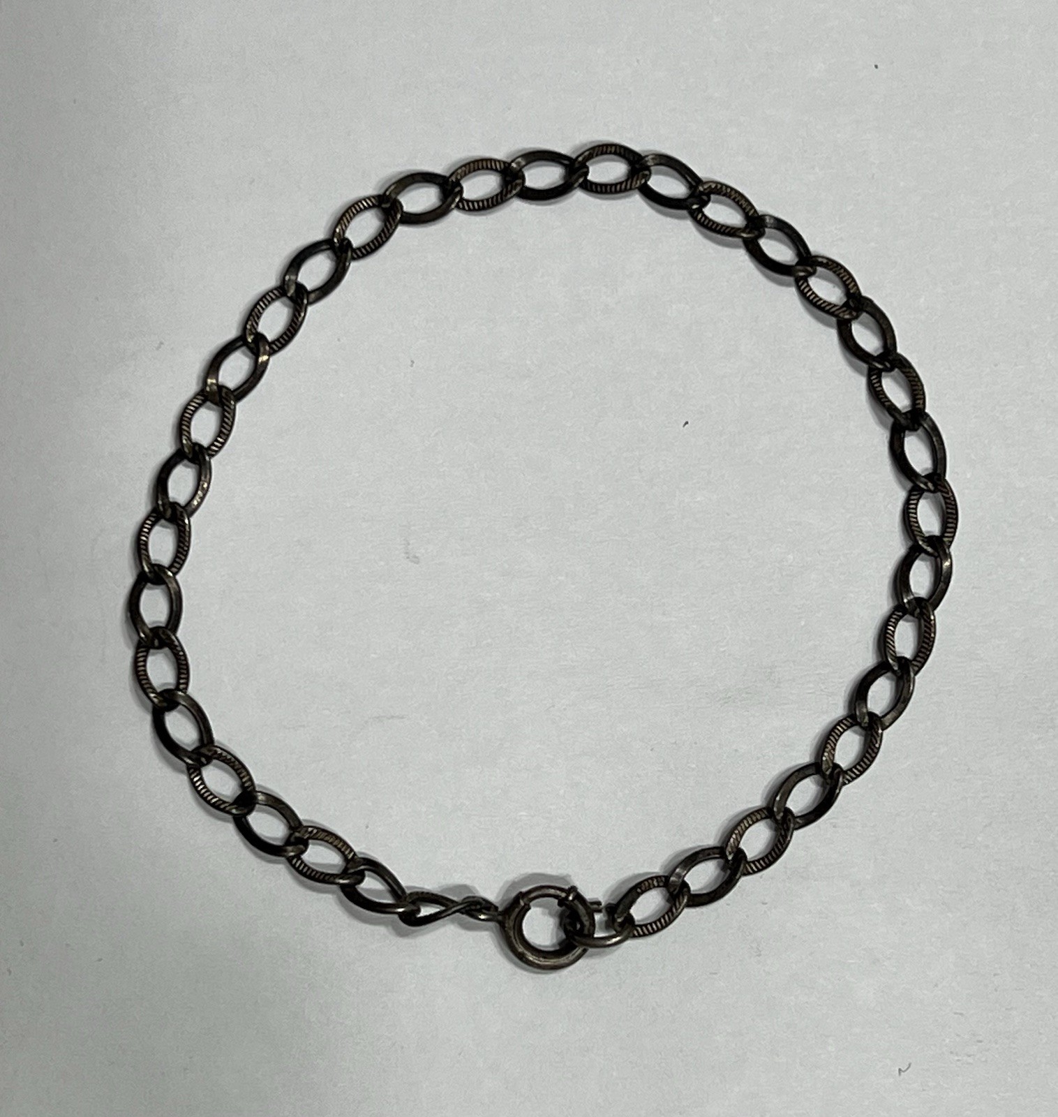 Vintage Estate Sterling Silver Bracelet 925 Curb Link 6.75″ Starter Charm 2.6gr