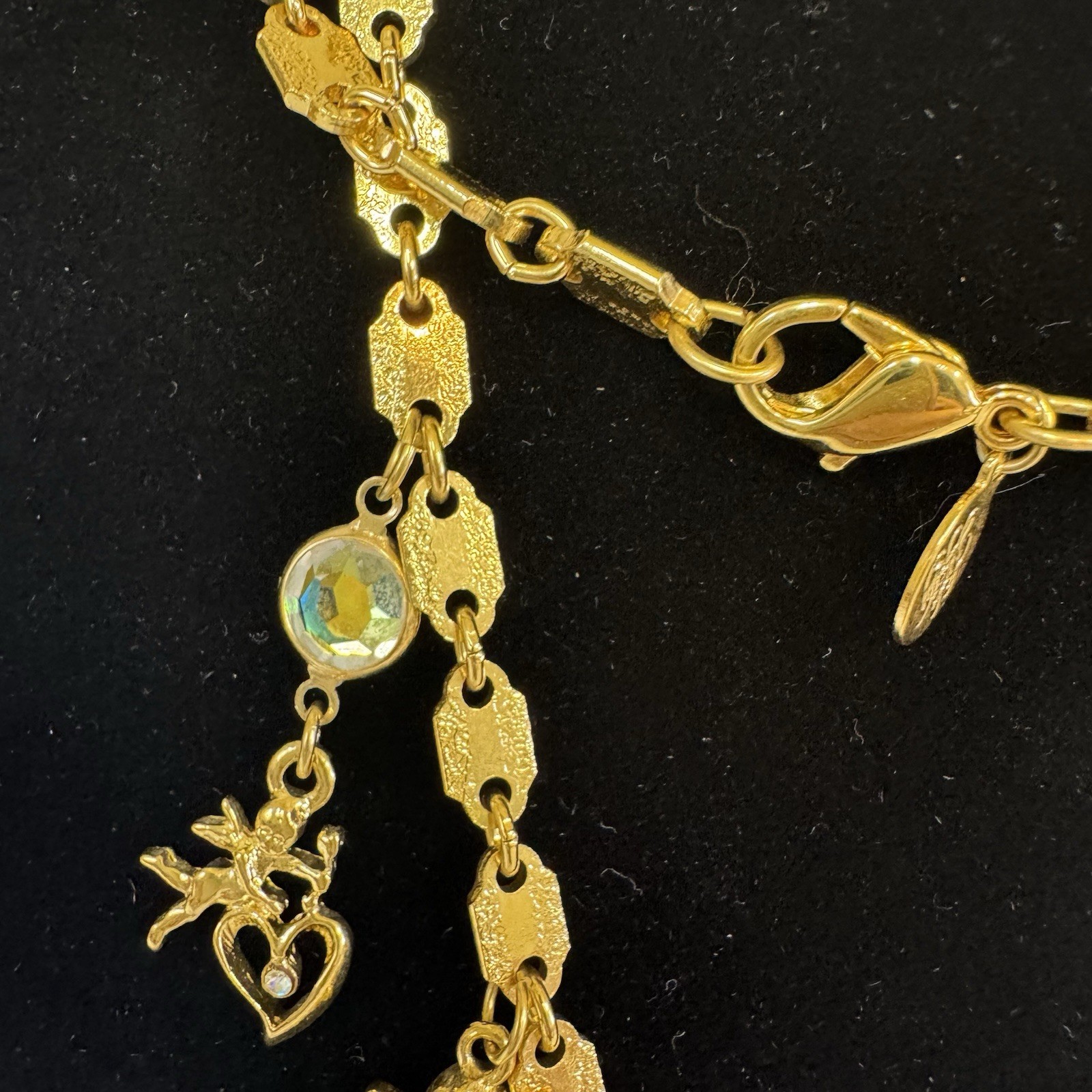 Vintage Kirks Folly Signed Secrets of the Seven Angels Charms w/Rings Necklace