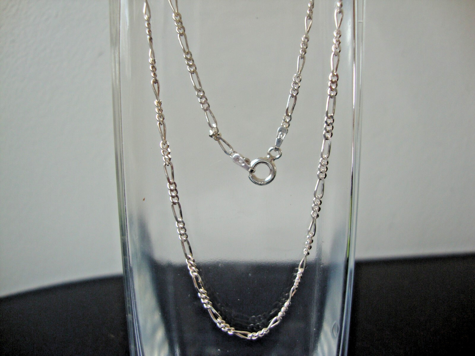 VINTAGE FINE ITALIAN SILVER 1.0 MM FIGARO CHAIN 16″ STERLING SILVER STAMP 925