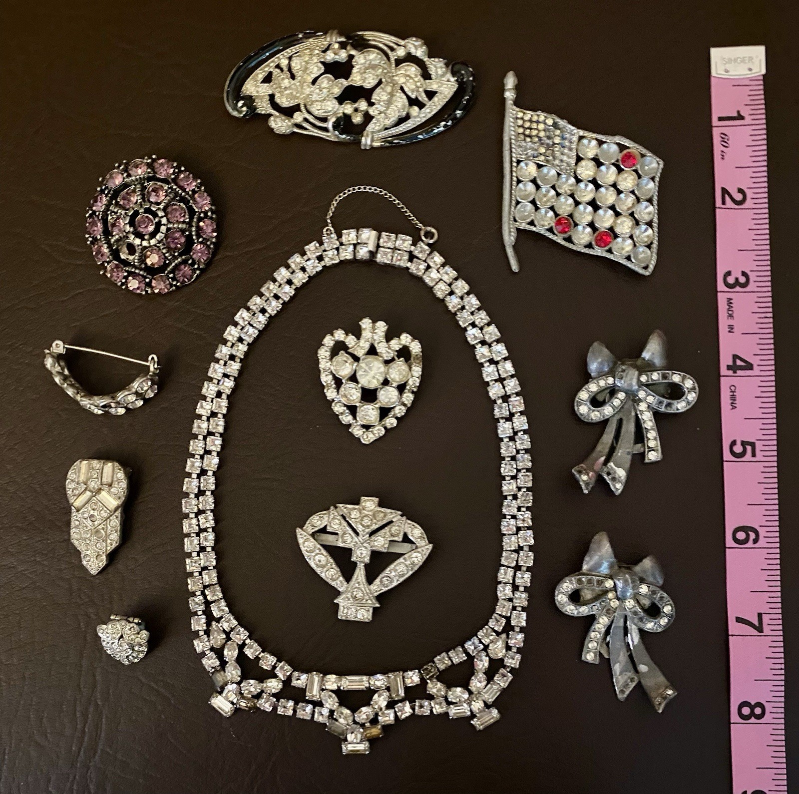 Vintage REPAIR RESTORE Rhinestone Pot Metal Brooch Pin Lot Necklace High End